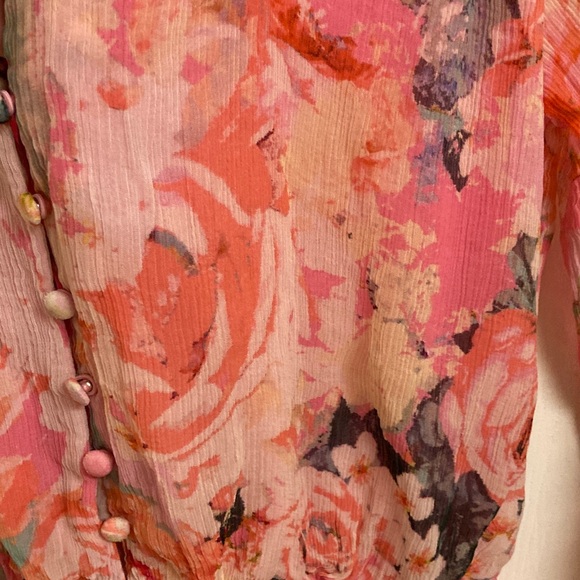 HEMANT & NANDITA Pink Floral Sheer Long-Sleeve Romper - Picture 5 of 16